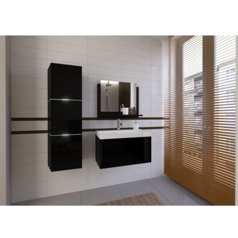 Set di mobili da bagno neri collezione BIRD, colonna, mobile sotto