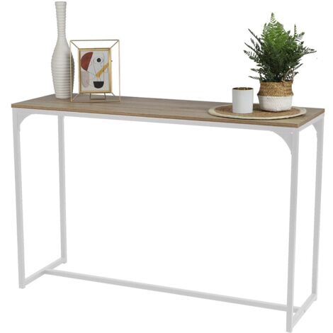 Consolle stile industriale collezione PUEBLO. Color rovere, struttura robusta in metallo bianco. (1/2)
