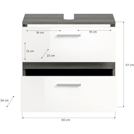 Set di mobili da bagno WILLIAM – Grigio scuro e bianco – 110x191x34 cm (1/3)