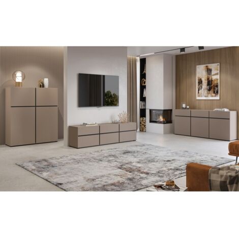 Set mobili da salotto HAVANA – Buffet alto, mobile TV, buffet basso – Design moderno beige e nero (1/5)