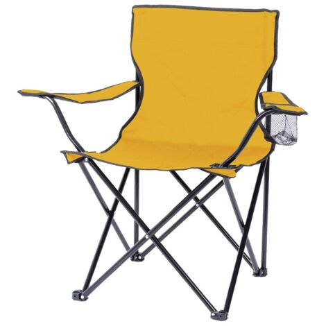 Sedia pieghevole da campeggio in tessuto giallo 82x50x80cm (1/2)