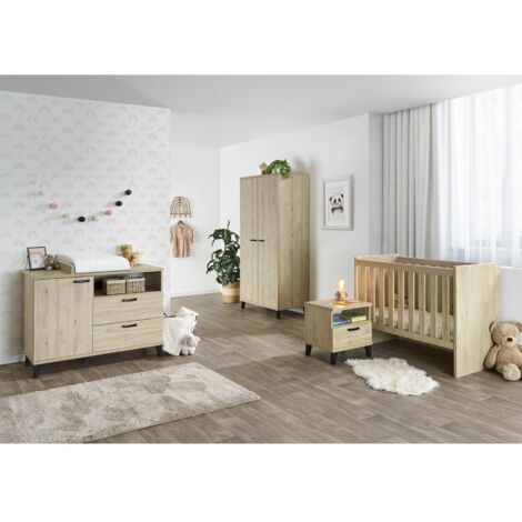 Camera per bambini DANAÉ, letto trasformabile da 60x120 a 90x200, armadio, fasciatoio e comodino. (1/5)