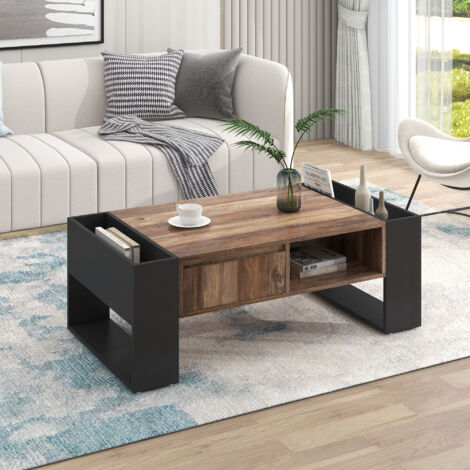 Greensen Tavolino rotondo a 2 livelli, comodino con contenitore, tavolino moderno in legno, tavolino piccolo per soggiorno