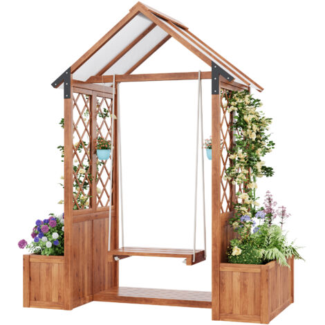 Fioriera Con Traliccio VidaXL In Legno Massello Di Abete Grigio - 45x30x74 Cm Per Piante Rampicanti Da Esterno, Balcone E Giardino