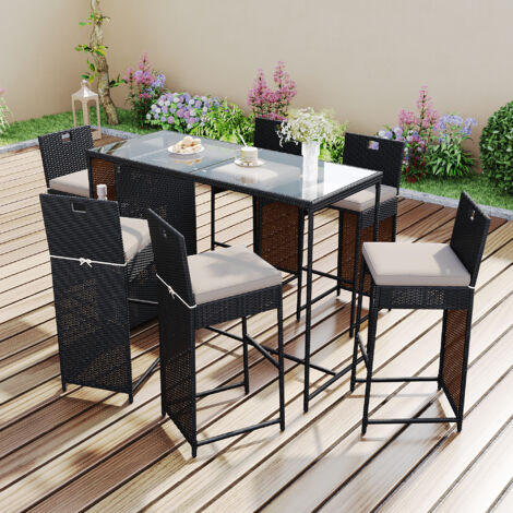 Set Mobili Da Esterno Megashopitalia - Tavolo E Sedie In Rattan Con Piano In Vetro Temperato - Foto 10