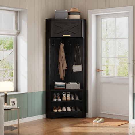 Appendiabiti Con Scarpiera E Panchina - Bianco Moderno Per Corridoio O Camera - 4 Ganci - Foto 4