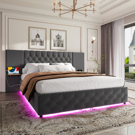 Letto Imbottito 140x200 Cm - Letto Con Rete A Doghe  Senza Materasso  E Con Rotelle Rosa 97622966