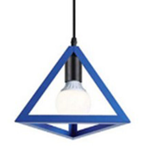 Suspension Luminaire Contemporain , Moderne Metal Cage Triangulaire , Lampe Suspension Industrielle LED E27 Luminaire - Bleu