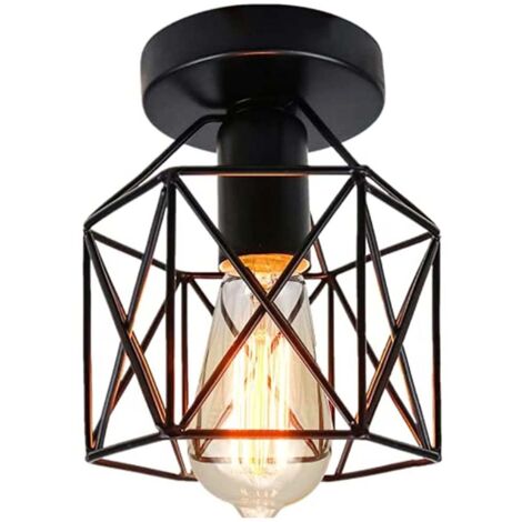 Stoex – Plafonnier d'extérieur vintage en métal noir – Douille E27 – 220V-240V, 60W – Design rétro industriel pour cuisine et couloir (1/5)