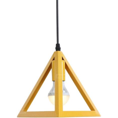 Suspension Luminaire Contemporain , Moderne Metal Cage Triangulaire , Lampe Suspension Industrielle LED E27 Luminaire - Jaune (1/5)