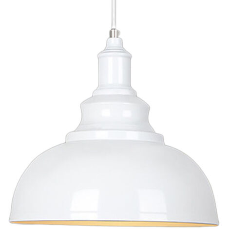 Stoex – Lustre suspension industrielle vintage E27 Ø29cm – Abat-jour blanc – Hauteur 240mm – Corde ajustable 1000mm – Tension 220V