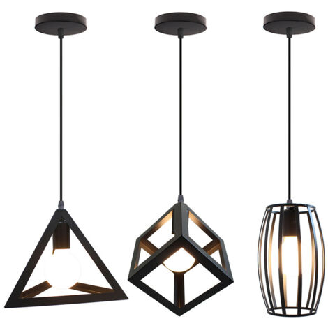 Lot de 3 Suspension Industriel Lustre Abat-jour Métal Fer pour Cuisine Salle à manger Bar