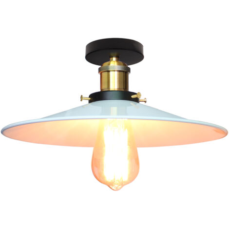 2x Vintage Plafonnier Industriel Retro en Métal Lustre Luminaire L'éclairage pour Chambre Salon Cuisine Couloir - Ø 36cm Blanc