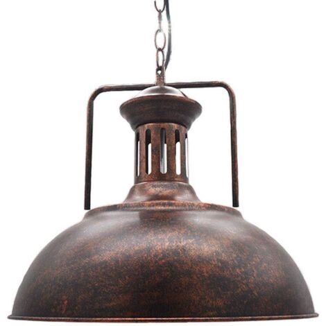 Suspension Lustre Industriel abat-jour Ø33cm Éclairage Antique Métal Rétro Pendentif Plafond Lumière E27,Rouille