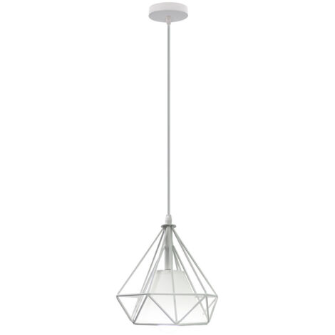Stoex – Lampe suspension industrielle en fer forme diamant 20cm – Douille E27 – Câble ajustable 100cm – Tension 110-220V