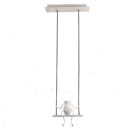 Moderne Suspension Créatif Poupée Fer Gens Balançoire Enfants Lampe suspendue Salon Chambre Créative Lumière (Blanc)