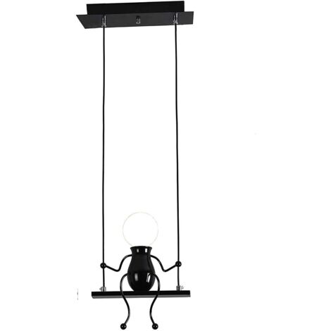 Stoex – Suspension créative en fer noir – Lampe balançoires enfants – Longueur 26 cm, Hauteur 10 cm – Compatible E27 – Décoration moderne