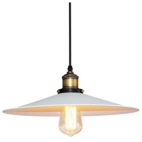 E27 30CM Lustre Suspension Industrielle Vintage Abat-Jour Lampe de Plafond luminaire pour restaurant café bar chambre,Blanc