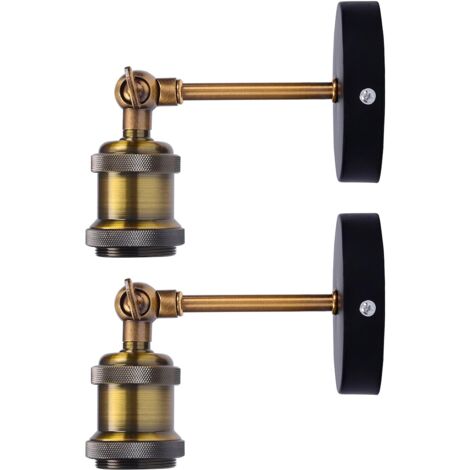Stoex – Lot de 2 appliques murales rétro industrielles – Éclairage vintage Edison – Douille E27 – Métal plaqué cuivre et laiton – Pour maison, bar, café
