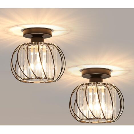 Plafonnier Moderne En Cristal LED Lustre Luminaires , Lampe De Plafond E27 Pour Cuisine Couloir Salles A Manger Salons Bar Noir 2 Pack 70662247