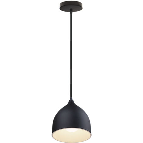 Stoex – Suspension luminaire industrielle en métal – Lustre E27 mini vintage noir – Diamètre 17cm, hauteur 19cm – Pour cuisine, chambre, couloir