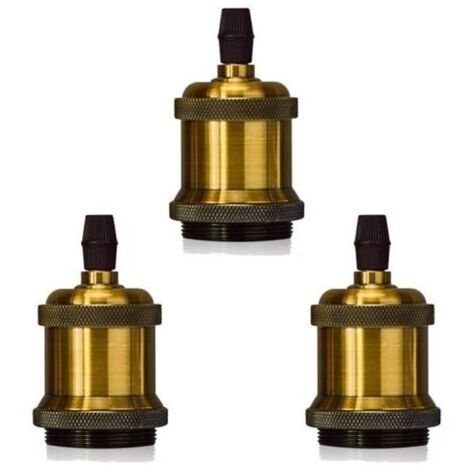 Stoex – Lot de 3 douilles E27 vintage rétro – Adaptateur culot pour ampoules LED et incandescentes – Installation facile – Cuivre 9x4.1cm