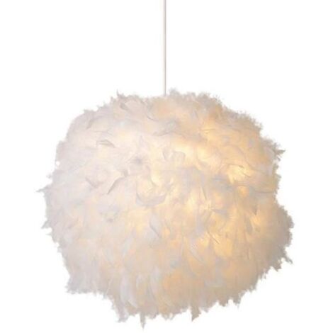 Stoex – Lustre suspension en plumes 30 cm E27 40W blanc – Hauteur 30 cm – Longueur de corde 100 cm réglable – Décoration intérieure enfant (1/4)
