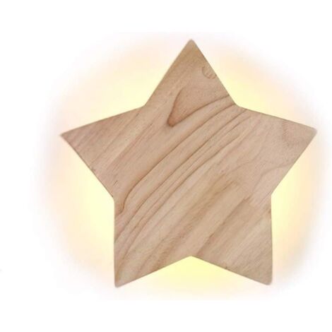 LED Bois Étoile Lampe Murale Moderne Créatif Dessin animé Applique murale Veilleuse Lampes de chevet pour Bébé Les enfants Chambre Salon Salle Escaliers Décoration Plafonnier Lumière chaude - Ø19cm 9W