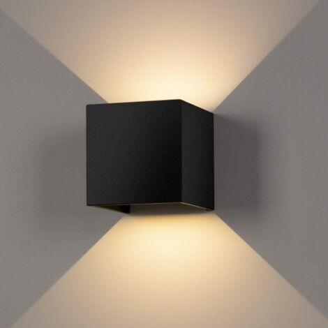 Applique Murale LED Interieur/Exterieur Réglable 12W  3000K Blanc Chaud, Lampe Murale LED Réglable Lampe Up Down Design en Aluminium Noir pour Salon Chambre Chemin Escaliers Couloir - 1 Pcs Lampe