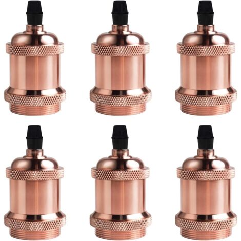 STOEX Lot de 6 Vintage LED Lighting E27 Edison Douille Ampoule Support de Lampe Suspension Plafonnier Vis Ampoule Rétro Adaptateur Socket - Or Rose (1/5)