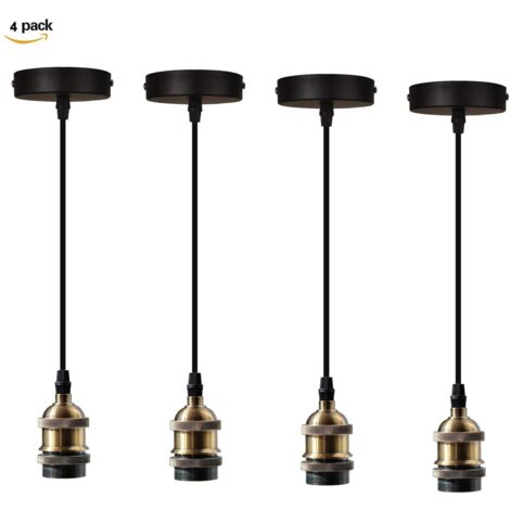 Stoex – Lot de 4 suspensions douille E27 60W max – Câble textile ajustable 1m – Couleur bronze rétro pour décoration intérieure