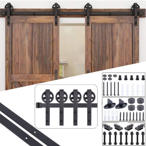 Stoex – Kit de rail de porte coulissante 183cm – Métal plein galvanisé – Charge max 110kg – Accessoires inclus pour installation facile