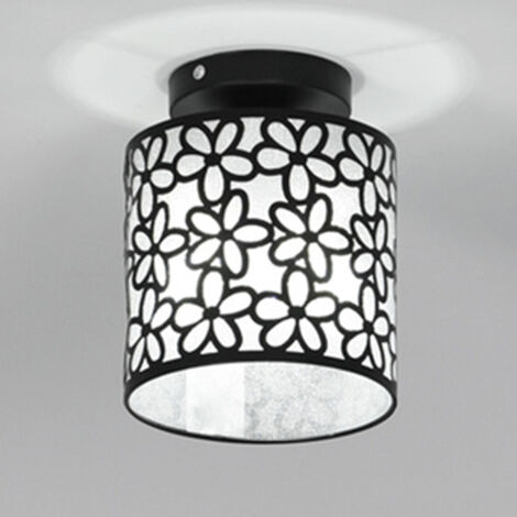 Moderne Plafonnier Vintage E27 Lampes de Plafond Industriel Lustre Abat-Jour en Métal Luminaire Eclairage pour Couloir Escalier Chambre Cuisine - Noir