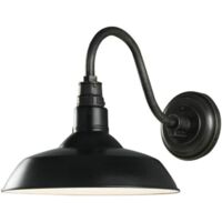 Stoex – Applique murale rétro vintage noir et blanc – Fer antirouille – Hauteur 25cm, diamètre 26,4cm – Eclairage E27 pour restaurant, bar, café
