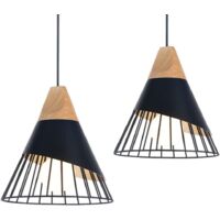 Stoex – Lot de 2 suspensions rétro en métal noir E27 – Lustre industriel vintage – Dimensions D:25cm H:30cm – Cordon 100cm – Livraison sans ampoule