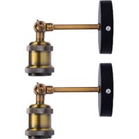 Stoex – Lot de 2 appliques murales rétro industrielles – Éclairage vintage Edison – Douille E27 – Métal plaqué cuivre et laiton – Pour maison, bar, café