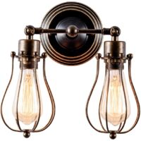 Stoex – Applique murale industrielle vintage 2 lumières – Résistante aux chocs – Installation facile – Pour chambre, café, salon, cuisine