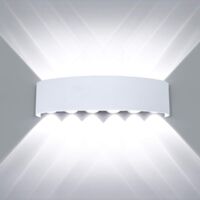 Stoex – Applique murale LED 12W blanc – Aluminium – Lumière froide – Design moderne up down pour salon, chambre, hall, escalier
