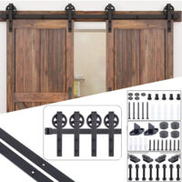 Stoex – Kit de rail de porte coulissante 183cm – Roulettes rondes pour portes en bois – Charge max 110kg – Accessoires inclus