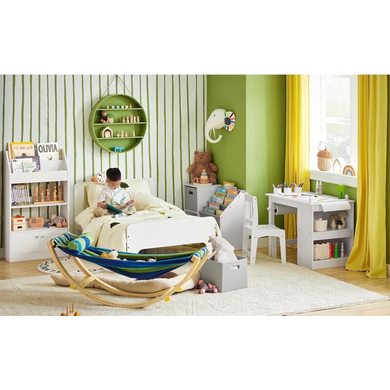 Bibliothèque Enfant SoBuy KMB11-W - 2 Étagères Livres + 2 Portes Rangement - 60x24x107cm