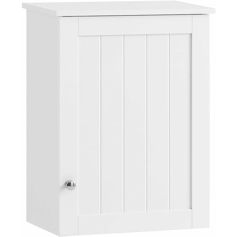 Meuble haut de salle de bain- 1 porte placard commode meuble de rangement  mural armoire suspendue sobuy® bzr19-w - Conforama