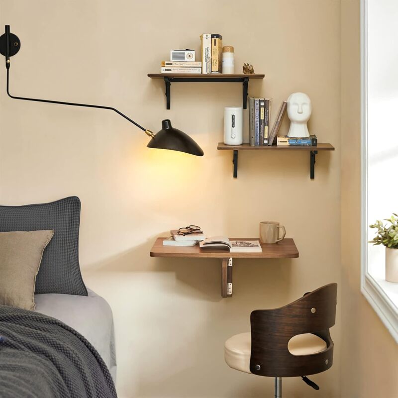 Table Murale Pliante 60x40cm - Blanc - Charge 30kg - Pour Cuisine/chambre Enfant - Économie D'espace