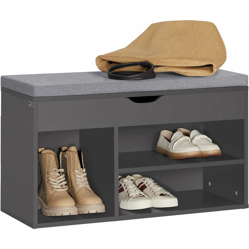 VASAGLE Banc à Chaussures, Étagère à Chaussures, Meuble de Rangement, 10  Compartiments, avec Coussin, pour Entrée, 104 x 30 x 48 cm, Blanc par  SONGMICS LHS10WT