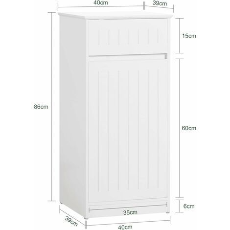 SoBuy Meuble Bas Salle De Bain Avec Tiroir Et Panier à Linge - Blanc 37x37x90cm - BZR73-W