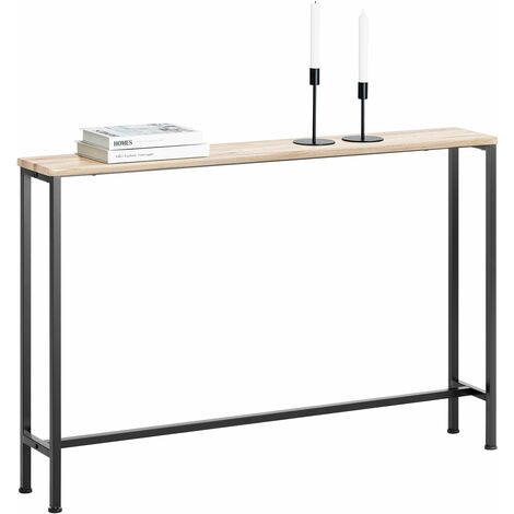 Sobuy – Table console FSB19XLZ – Cadre métal et 4 pieds – Plateau MDF L120cm x P20cm x H80cm – Charge 50kg – Design moderne pour entrée