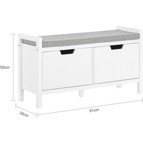 Banc à Chaussures SoBuy Vert Avec Coussin - 2 Portes + Tiroir - Rangement Entrée 90x35x45cm 150kg