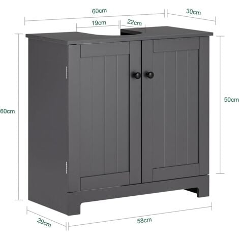 SoBuy BZR18-II-DG Meuble sous-Lavabo à 2 étages et 2 Portes Meuble de Rangement de Salle de Bain