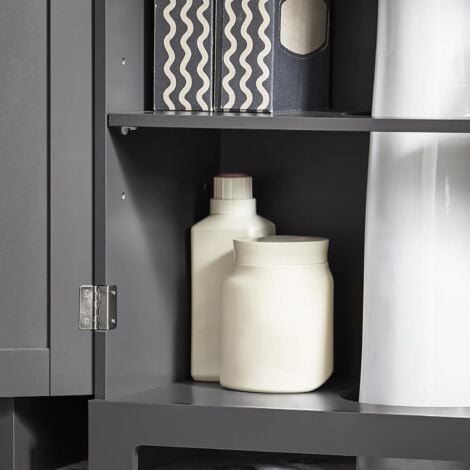 SoBuy BZR18-II-DG Meuble sous-Lavabo à 2 étages et 2 Portes Meuble de Rangement de Salle de Bain