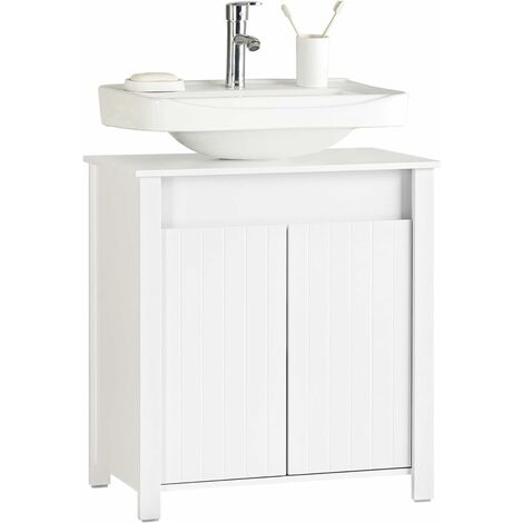 Sobuy – Meuble bas de salle de bain BZR101W – 2 portes – Bois MDF E1 – Dimensions L60 x P34 x H65,5 cm – Rangement optimisé pour salle de bain et cuisine (1/5)
