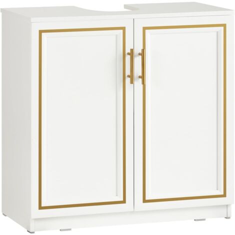 SoBuy BZR86-W Meuble sous-Lavabo, Meuble sous-Vasque à 2 Portes, Meuble sous  Évier, Meuble de Rangement de Salle de Bain, Placard de Rangement